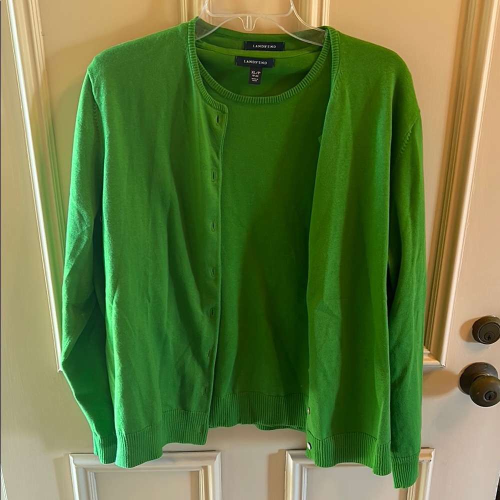 Lands' End Bright Green Cardigan